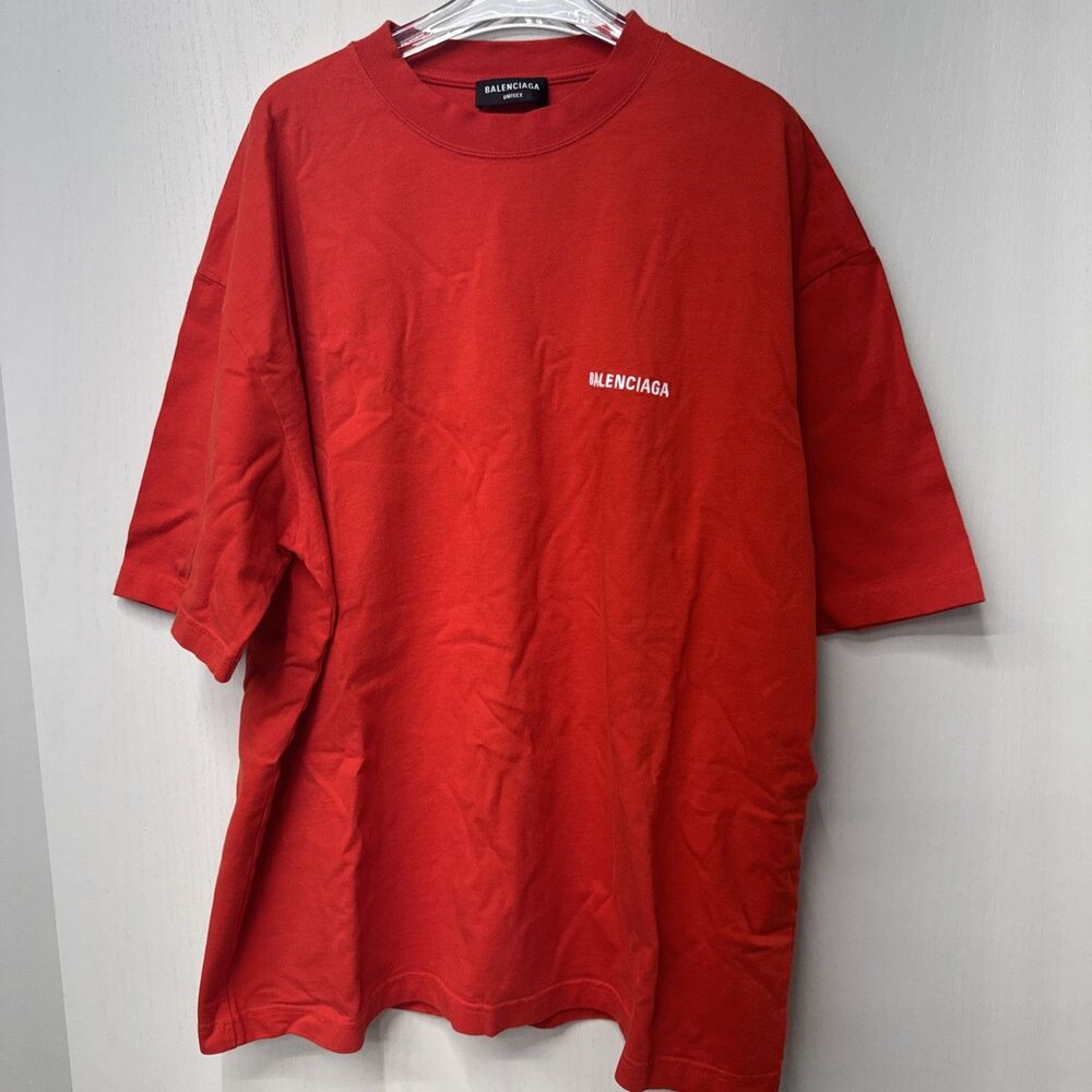 Balenciaga Red Short-Sleeve Logo Tee
